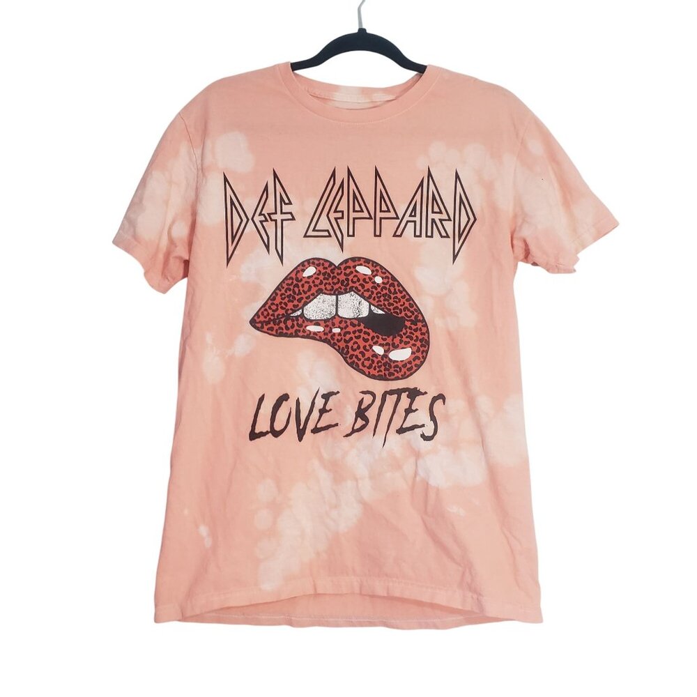 Def Leppard Love Bites Graphic T-Shirt Tie-Dye‎ Size S Concert Summer Festival